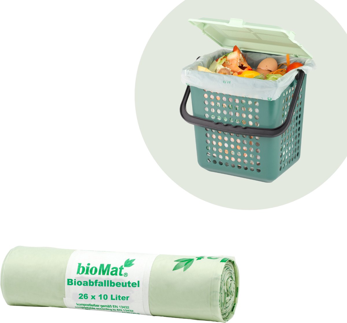 BioMat – Composteerbare vuilniszakken 26 x 10 liter – handvaten - Afbeelding 2